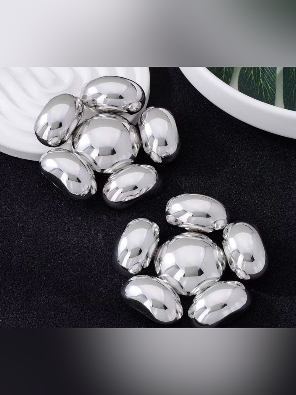 Silver Dome Cluster Earrings - Polished Metallic Statement